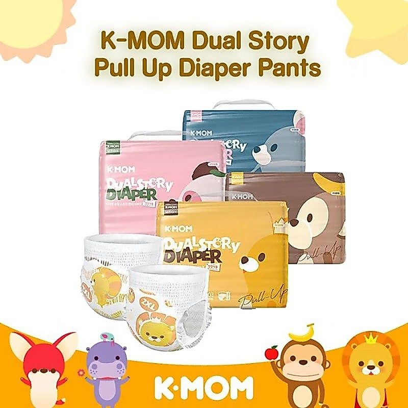 K-Mom Dual Story' Pull Up Diaper Pants. K Mom Popok Celana Premium. Ukuran L 34 / XL 32/XXL30/XXXL28