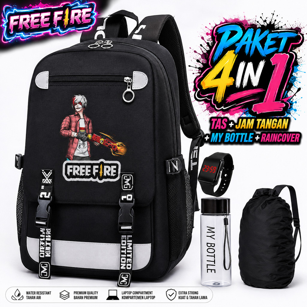 Tas Ransel  FREE FIRE Sekolah Anak Laki-Laki SD SMP
