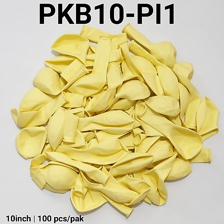 PKB10-PI1 Balon latex 10 inch 1 pak 100 macaron pastel kuning yellow (Balon Latex Bulat Macaron) pap
