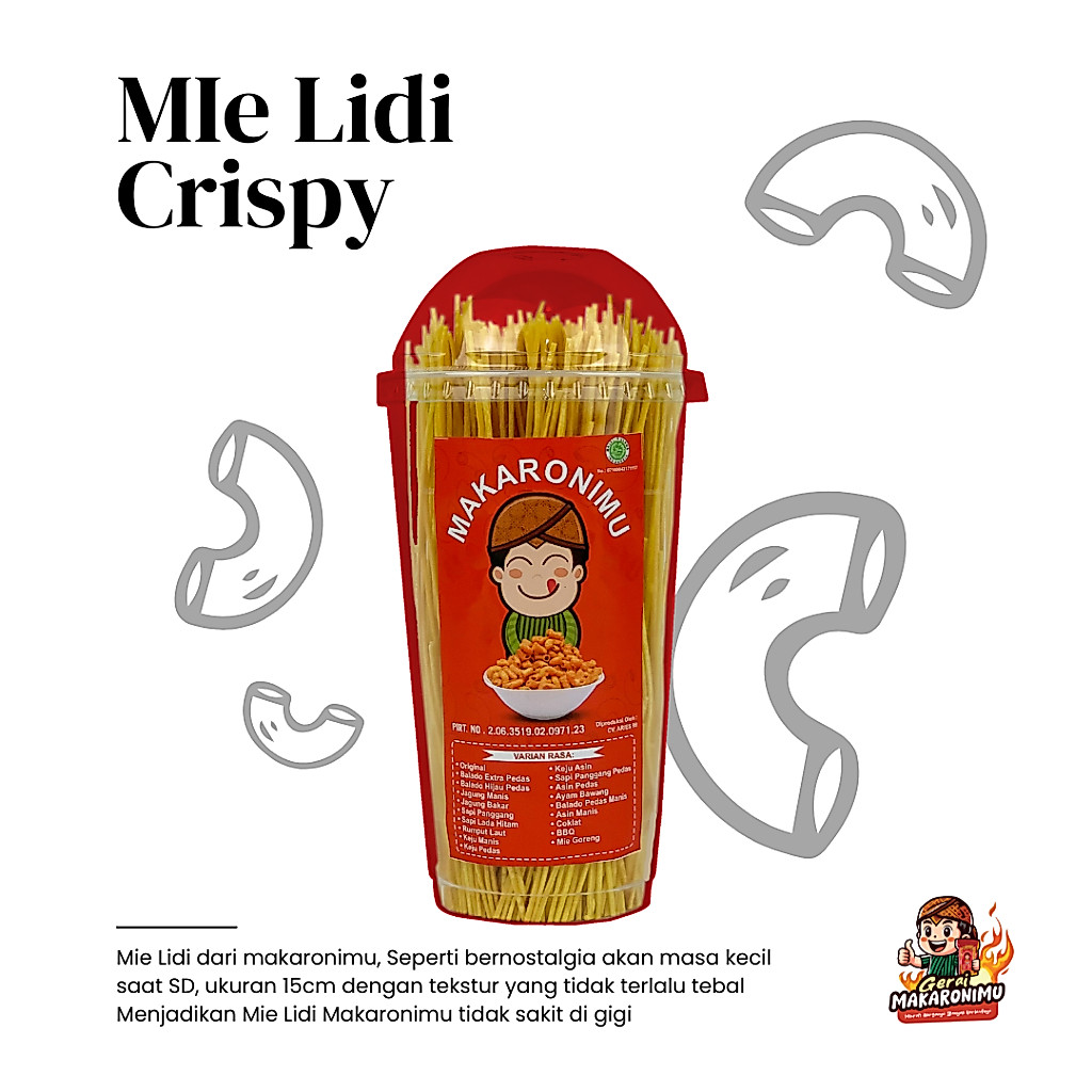 Gerai Makaronimu | MIE LIDI | Mie Lidi Pedas / Mie Lidi Pedas Daun Jeruk / Pedas / Mie Lidi Jadul