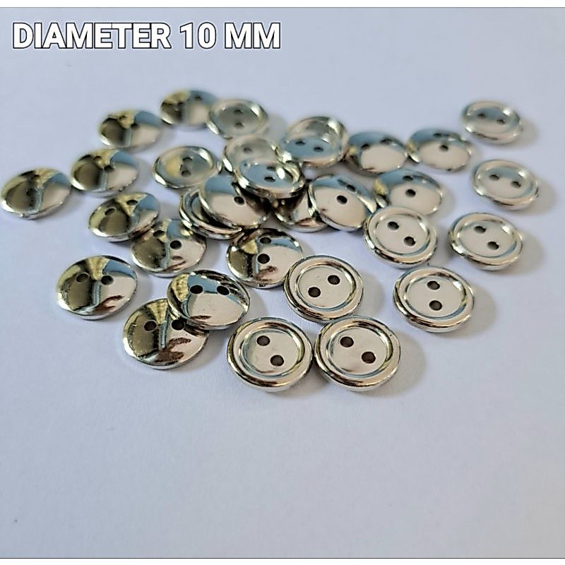 Kancing kemeja kecil silver ukuran 1.1 cm 110 pcs kancing hem kemeja