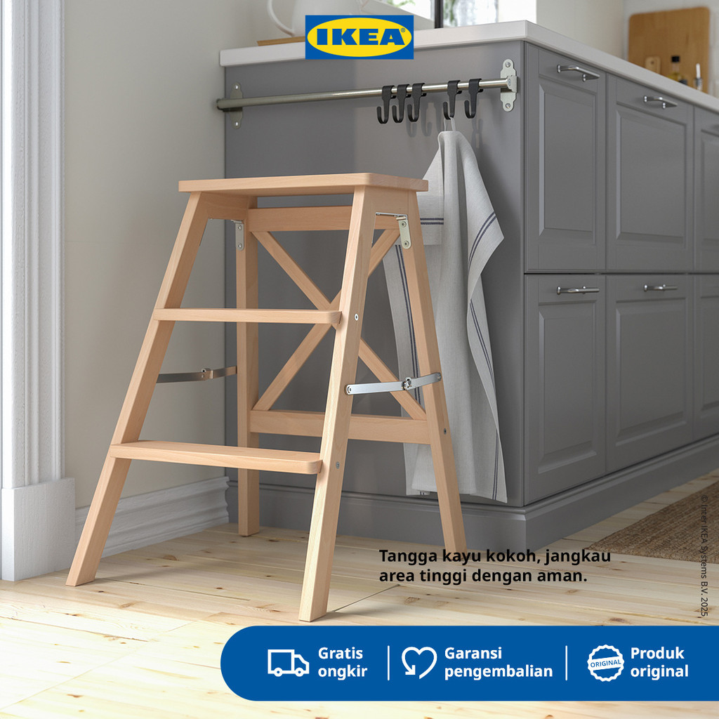 IKEA BEKVAM Tangga 3 Tingkat Serbaguna Kayu 63 cm