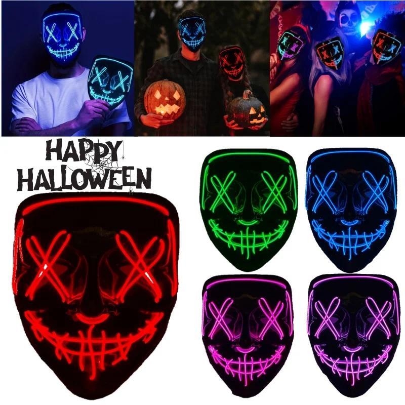 Super Cool Halloween Luminous Mask LED Cold Light Mask Black V Word Vendetta Horror Ghost Face LED P