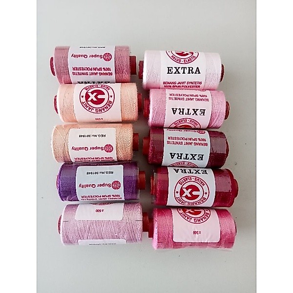 BENANG JAHIT EXTRA LUSINAN 500 YARD WARNA LENGKAP BENANG JAHIT EXTRA HALUS ELASTIS HARGA MURAH BENAN