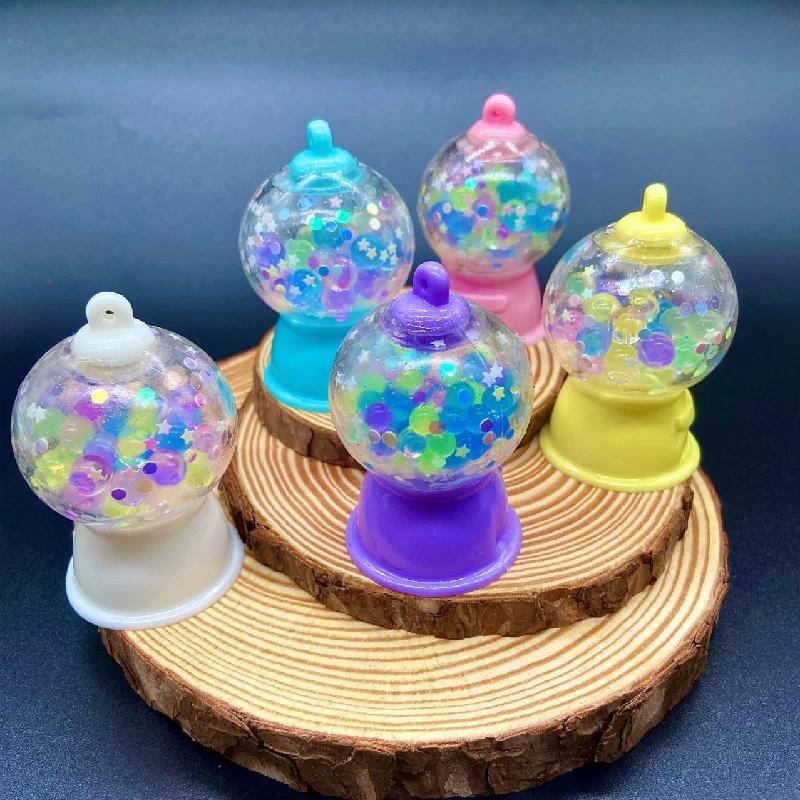 Mesin Gacha Dekorasi Kawaii 2024, Manik-manik Berwarna, Mainan Remas Basah, Hadiah untuk Anak-anak, 