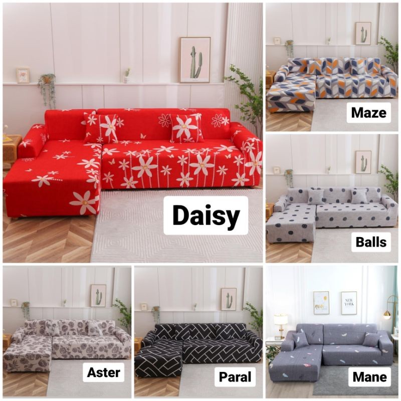 Sarung sofa letter L/cover sofa Letter L motif elastis