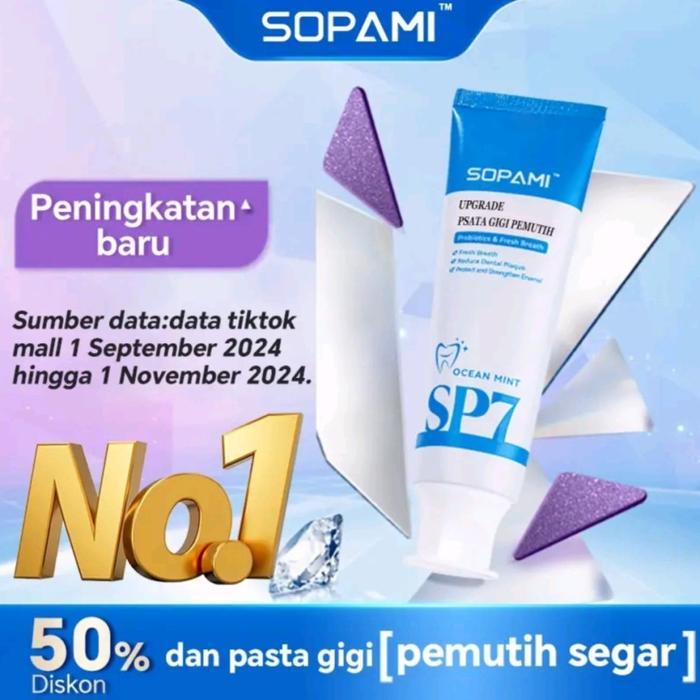Pasta Gigi Probiotik SOPAMI SP7 Perawatan Gigi Lebih Putih dan Segar - SOPAMI bIRU