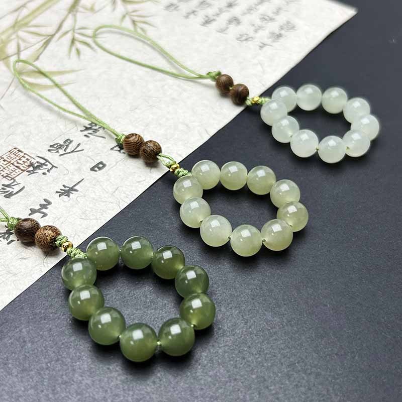 Giok Hetian alami, liontin ponsel, liontin aksesori DIY