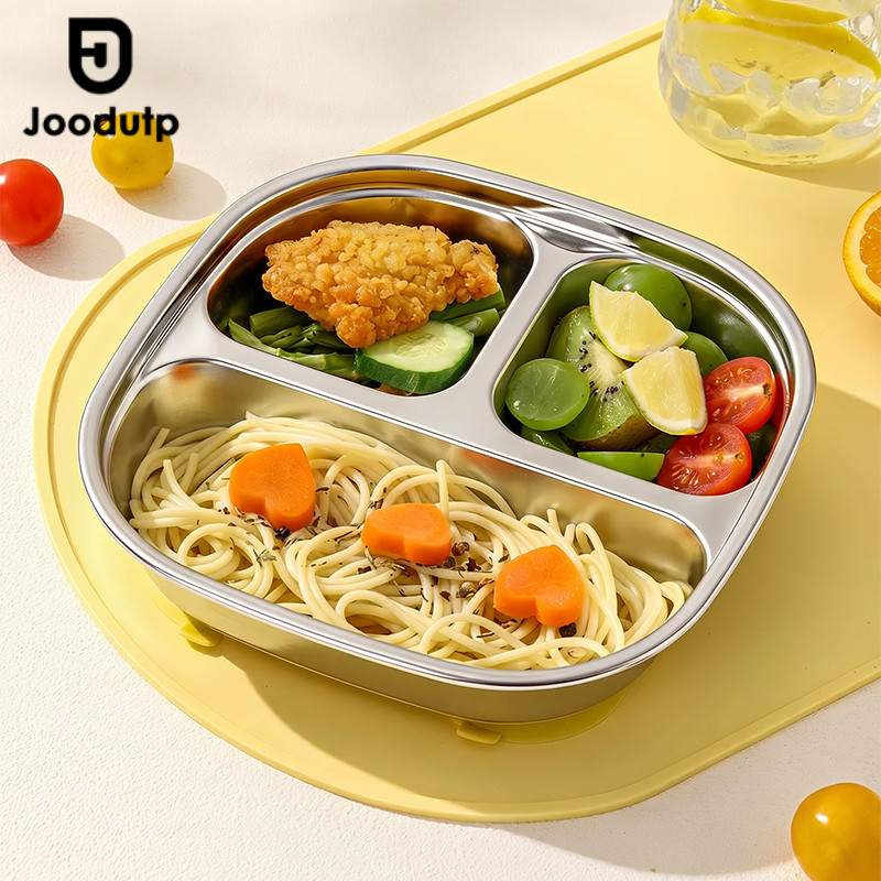 JOODUTP Stainless Steel Food Tray Plate Piring Makan Sekat / Piring Stainless Steel 3 Sekat Motif Be