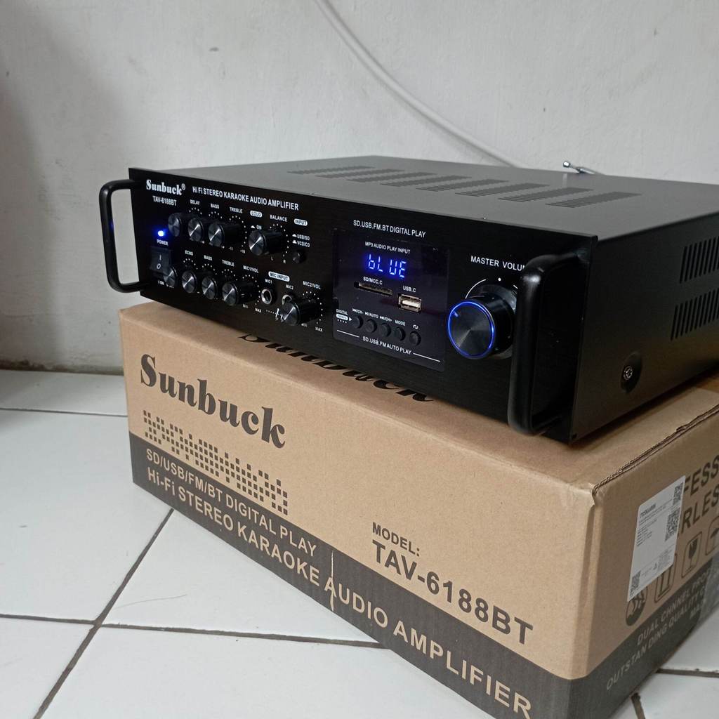 POWER AMPLI 1000 WATT WITH FAN/KIPAS // AMPLIFIER BLUETOOTH KARAOKE FM RADIO SUNBUCK 2000W