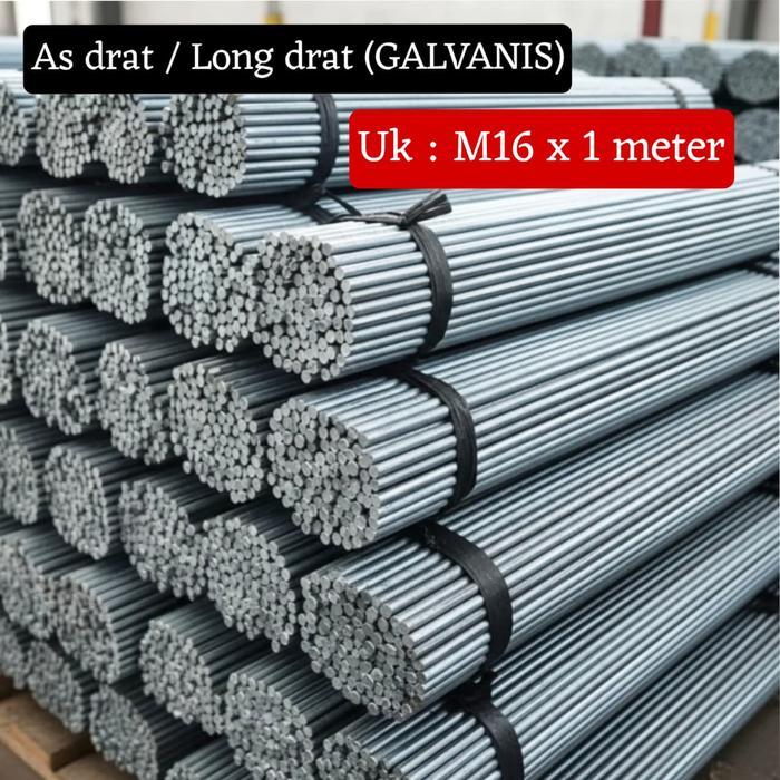As drat Galvanis M16 x 1 meter / Long drat Galvanis M16 x 1 meter - harga per batang