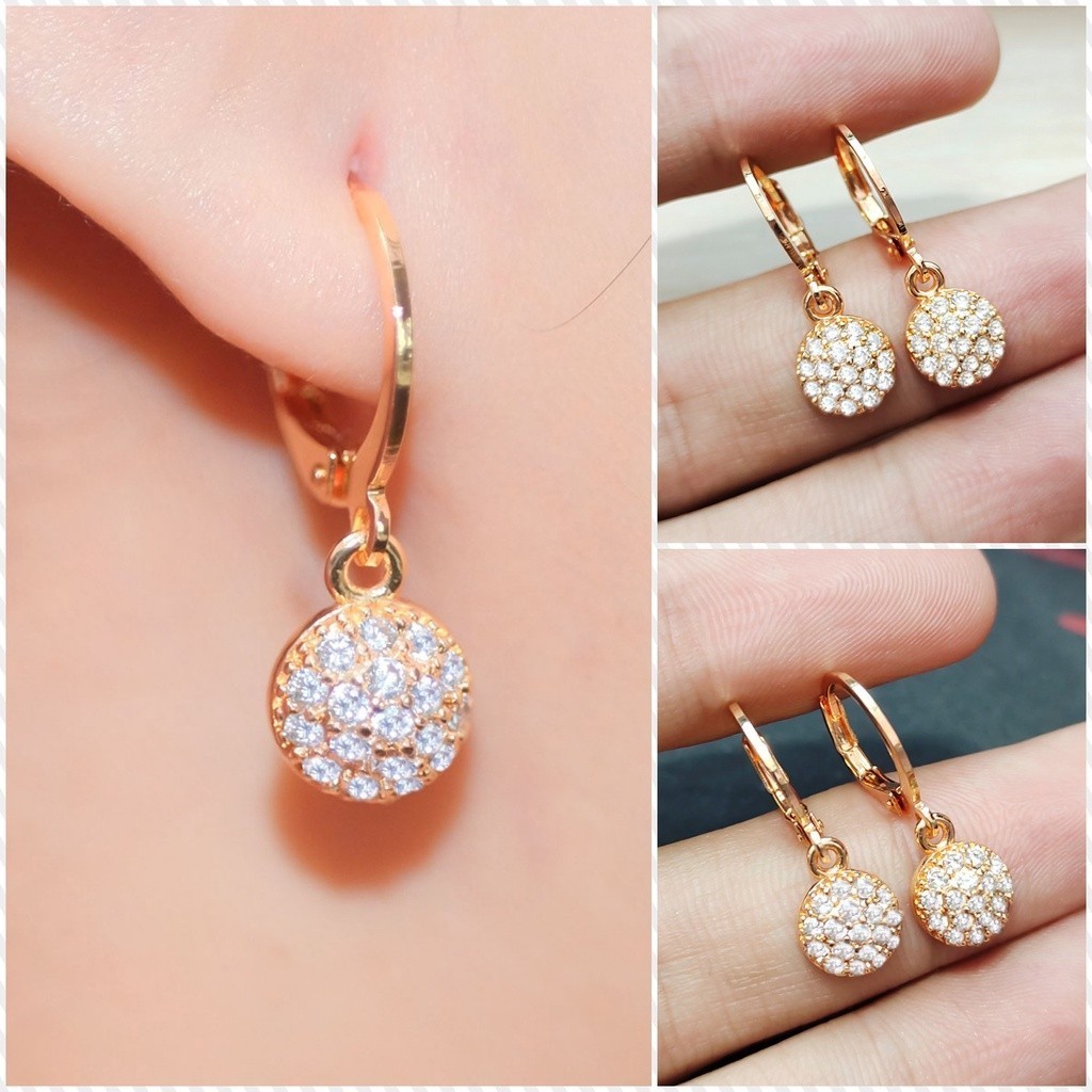 terbaru COD Perhiasan Wanita xuping anting jepit bola gold simple dan minimalis Elegan ELEGANT MEWAH