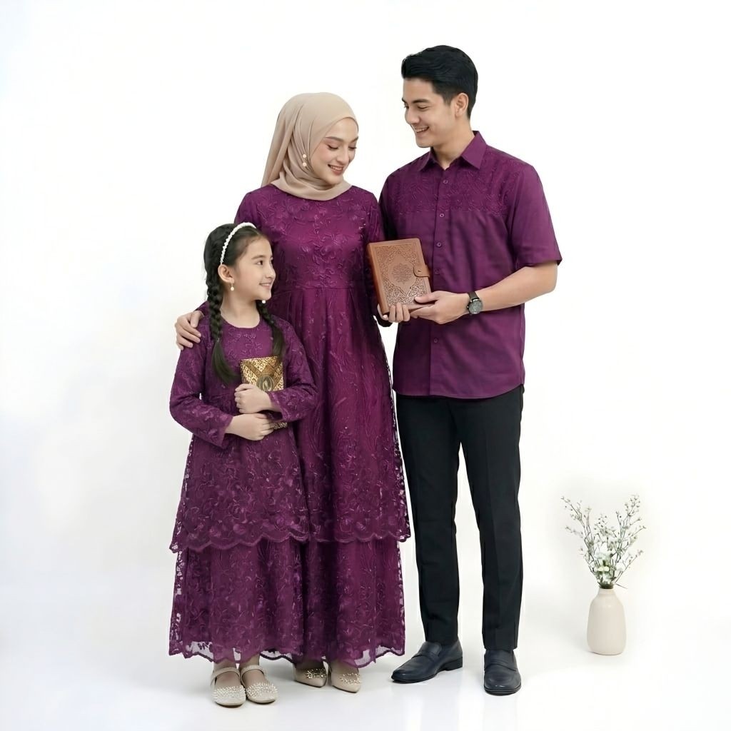 Veveryane Baju Gamis Serambit Keluarga Harmonis Fashion Muslim Ibu Ayah dan Ibu CL