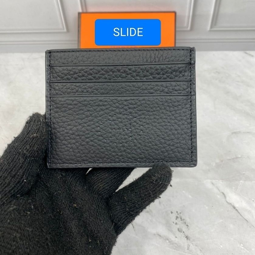 CARD HOLDER DOMPET KARTU BRANDED PRIA H'M 01001 BLACK LEATHER MIROR