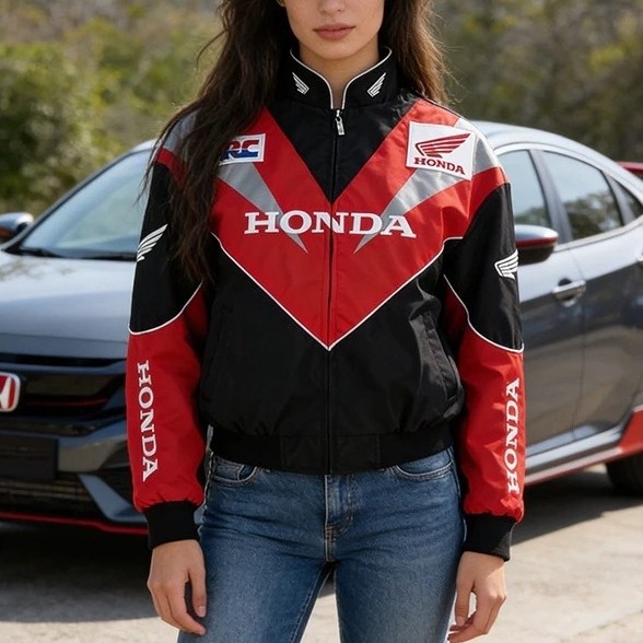 SUNSHY F1 Honda Jaket Racing Retro Premium Wanita Motor Windbreaker Sport Bomber Coat Unisex Dengan 