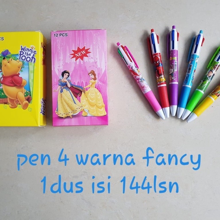 (1PCS) BOLPEN CETEK 4 WARNA FANCY KARAKTER / PEN 4 WARNA FANCY