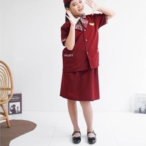 STELAN BAJU PRAMUGARI ANAK 4_10 TAHUN/BAJU PROFESI/BAJUKARNAVAL/PRARMUGARI/baju pramugari anak perem