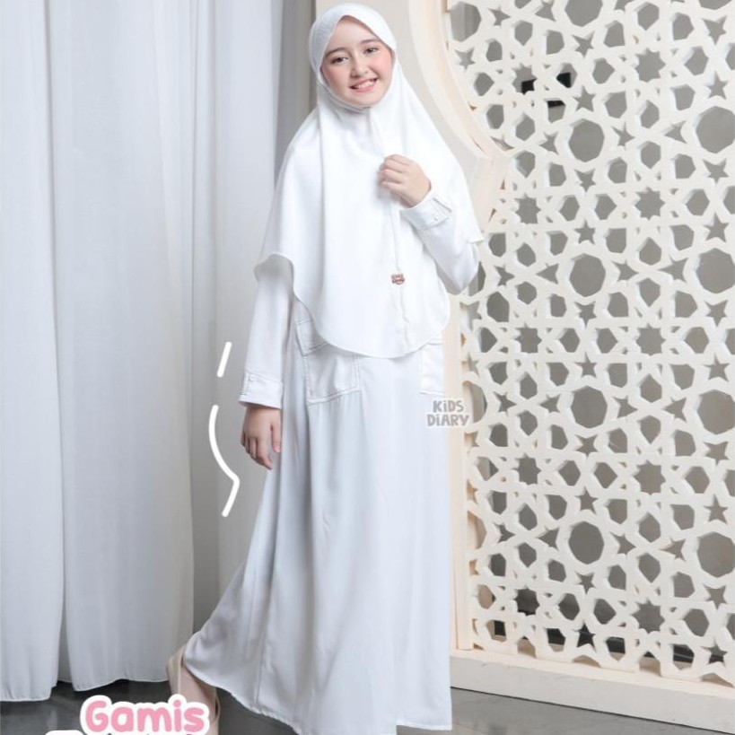 Hemat Kids Diary Plus - Zaskia Gamis Anak Perempuan Muslim Polos Anak Perempuan Syar'I Set Hijab Sof