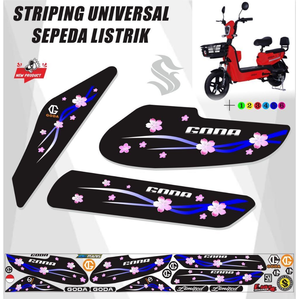 STICKER SEPEDAH LISTRIK GOD / VARIASI STRIPING SEPEDAH GODA / VARIASI SEPEDA LISTRIK