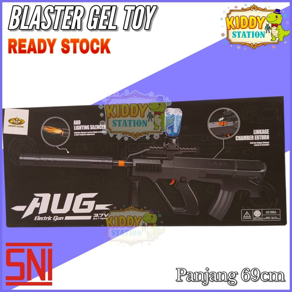 READY STOK Mainan Anak AUG Water Hydrogel Blaster F967B Automatic 69CM Peluncur Gel Air Elektrik