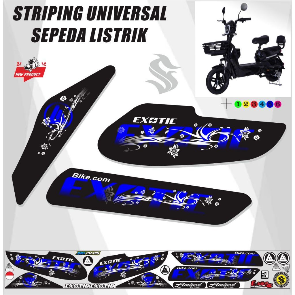 STICKER SEPEDA LISTRIK EXOTIC VARIASI / STRIPING SEPEDAH / STIKER E-BIKE