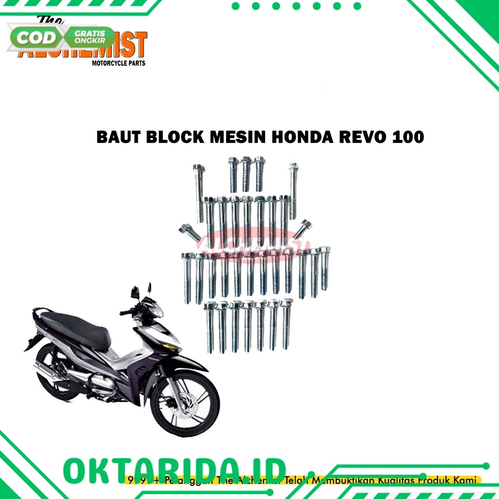 Berkualitas  Baut Block Mesin Honda Revo AT / Baud Bak Mesin Kanan Kiri Revo AT 1 Set / Baud Baut Bl