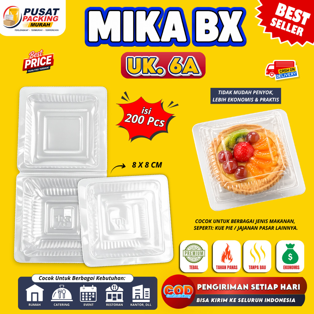 Mika Plastik Bening BX 6A Kotak Mika Box Kue isi 200 pcs Tebal Ekonomis