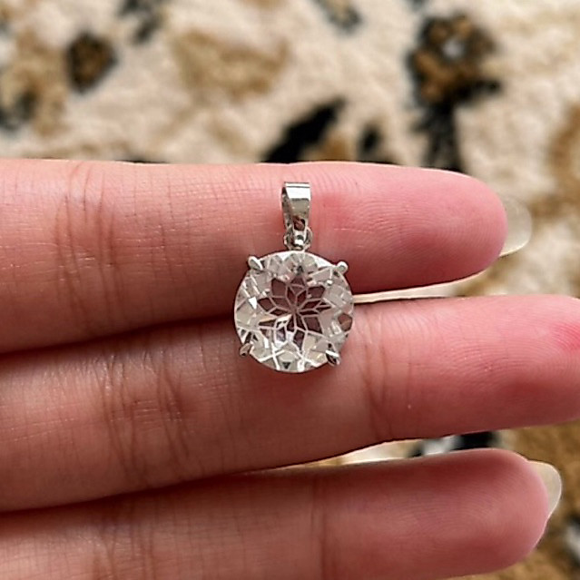 Liontin permata Natural Kristal Quartz ring perak