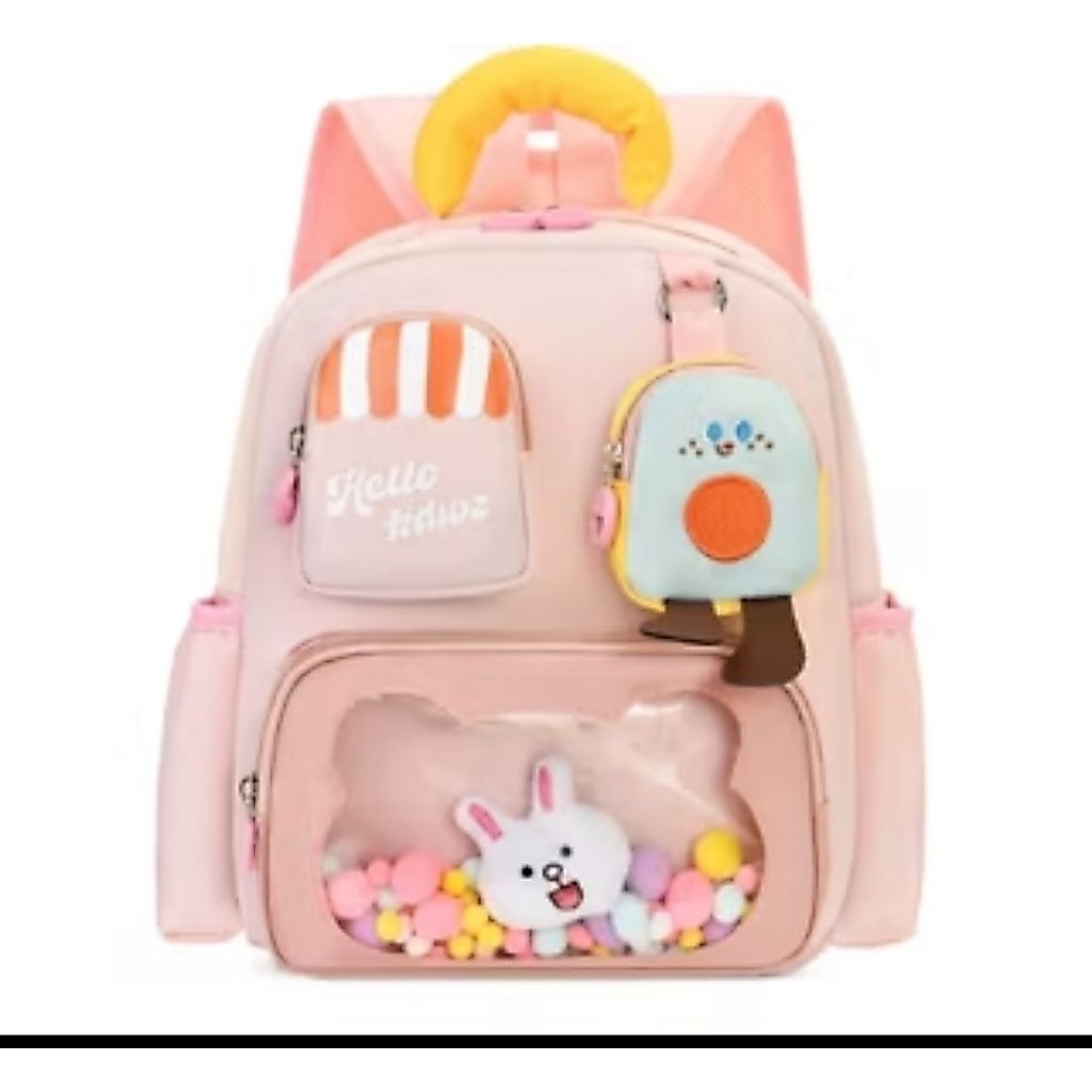 tas ransel anak TK dan SD warna pink soft