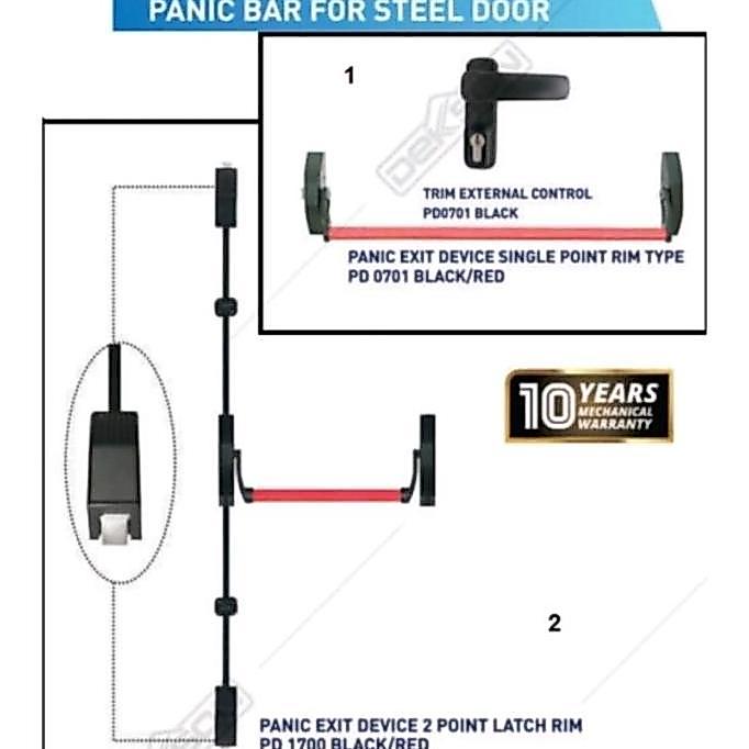 Panic Bar Dekson PD0701 Black Red / Handle Panic Door Dekson PD0701