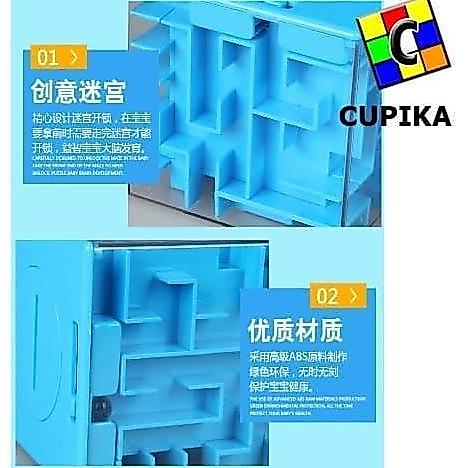 Cube 3x3 3D MAZE Puzzle Biru CELENGAN Piggy Bank