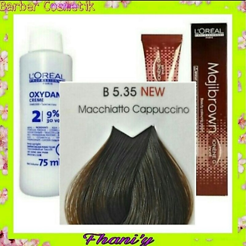 cat rambut loreal majibrown B5.35 machiatto capucino + oxidant / seri khusus tutup uban