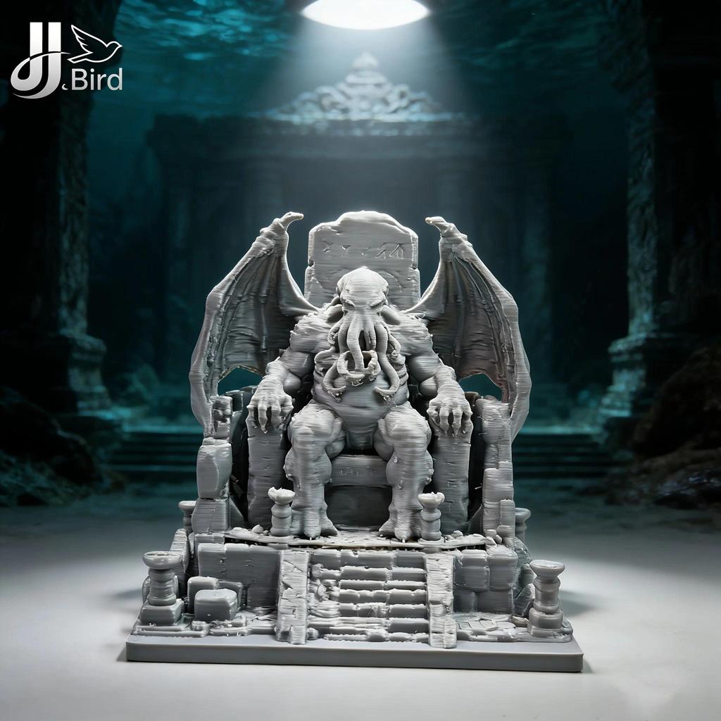 1-Piece Cthulhu Throne Model Ornament, Collectible Doll, Home Bookshelf and Desk Decoration, Lovecra