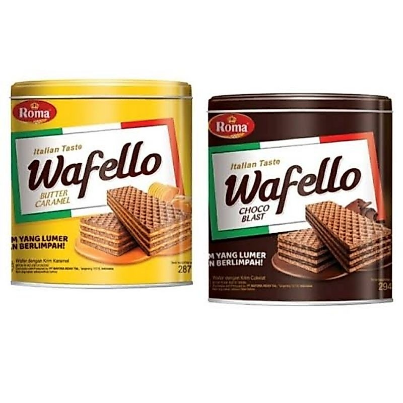 Wafer Roma Wafello Biskuit Choco Blast Butter Caramel Kue Kaleng Promo Lebaran