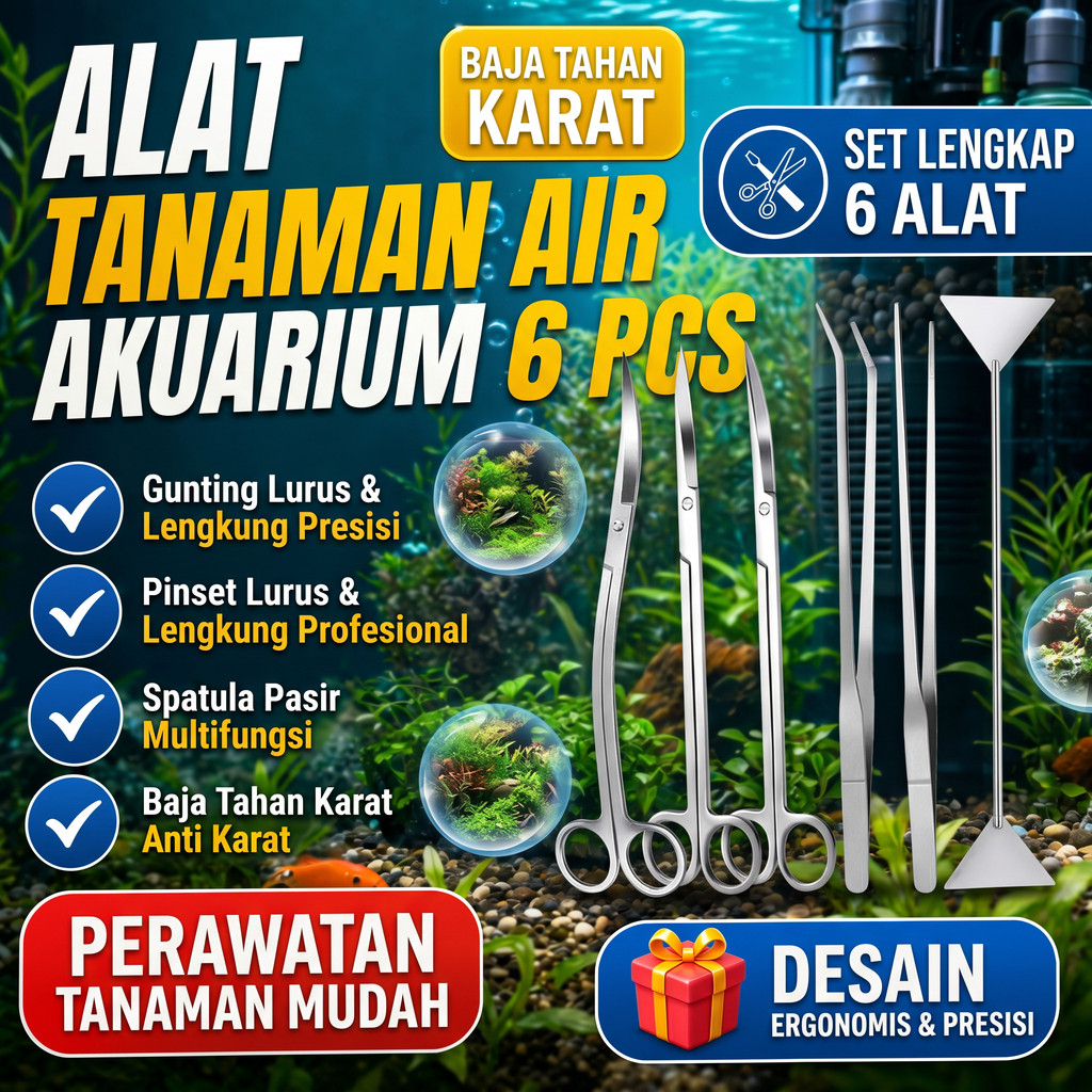 Set Pinset & Gunting Aquascape Premium - Presisi Tinggi & Ergonomis