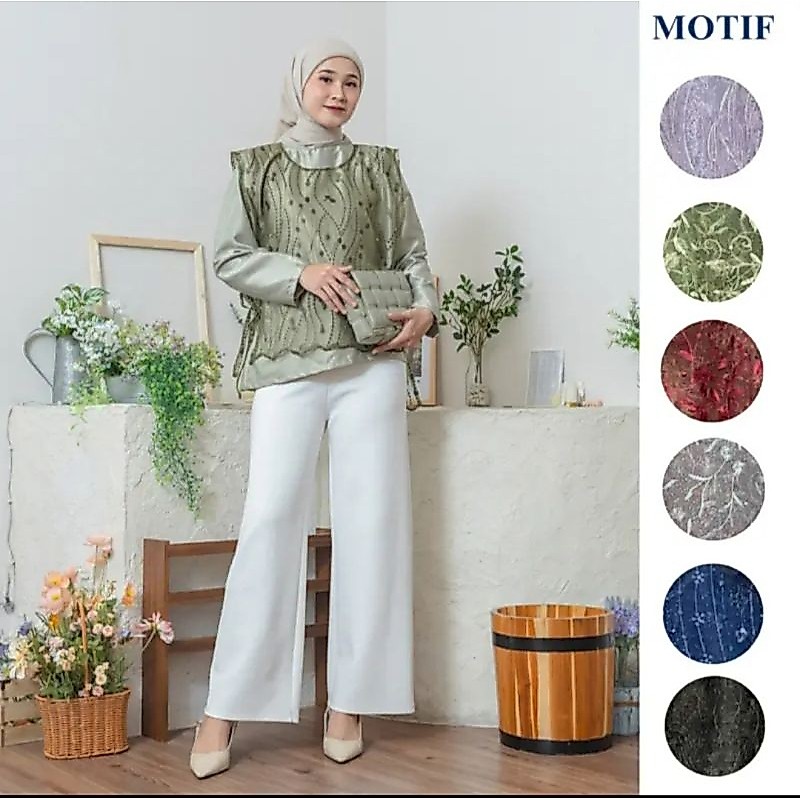 Vest Korea Outer Tile Viral/Cardigan Gaul/Vest Pesta/Trendy Vest Brukat/Vest Terbaru/Vest Long