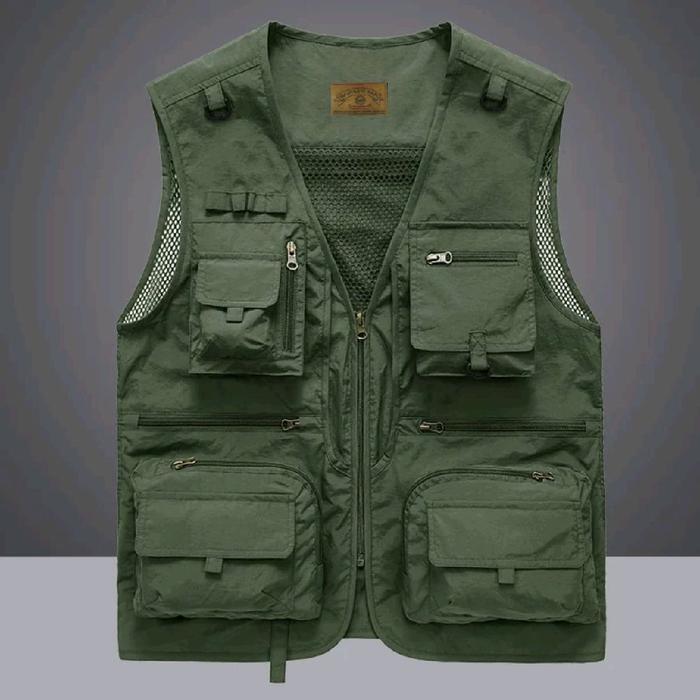 jaket rompi pria casual kombinasi vest pria - Hijau, S