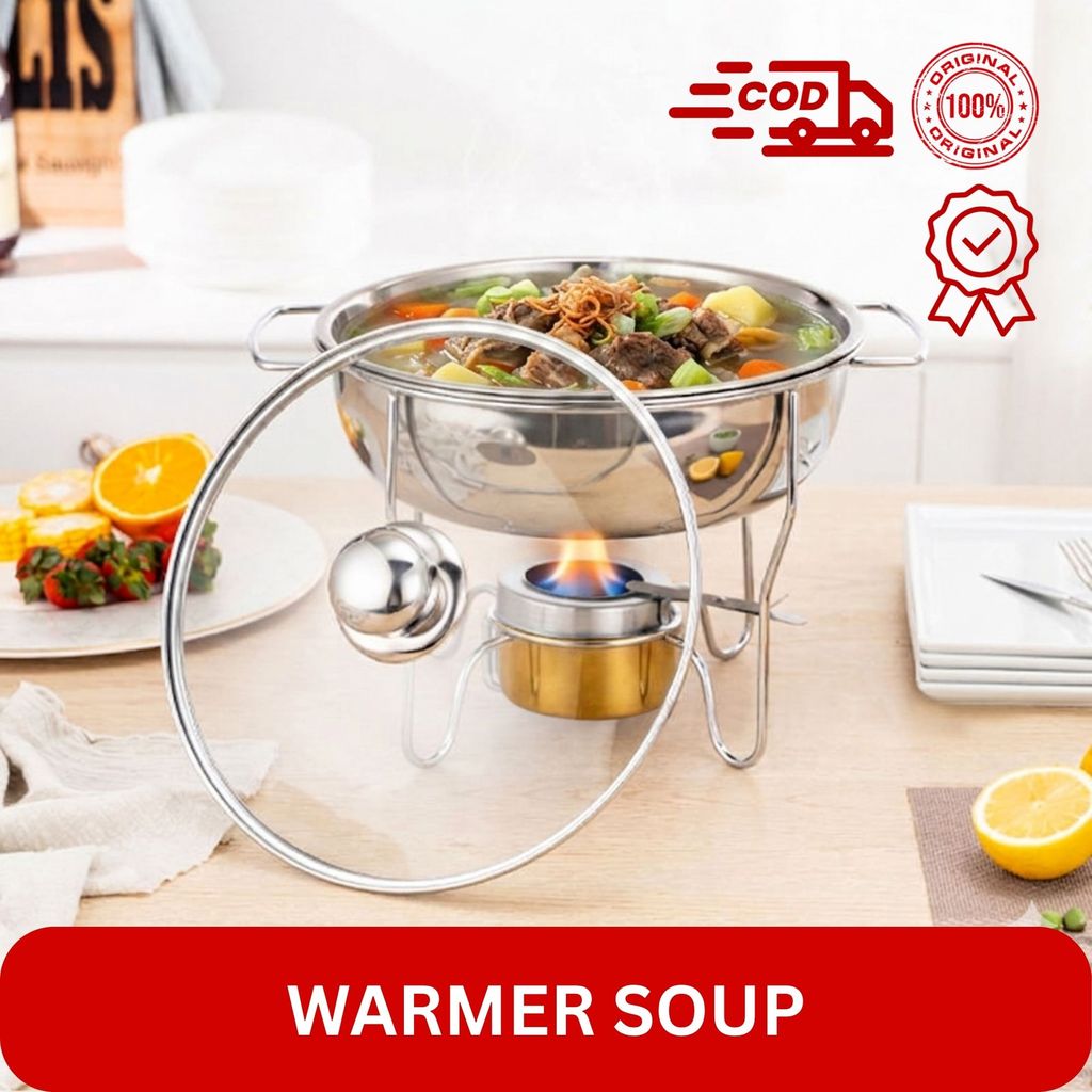 BMW - Warmer Soup/ Pemanas Bulat Sup Stainless Steel BMW/ Tempat Saji Sayur dilengkapi pemanas BMW00