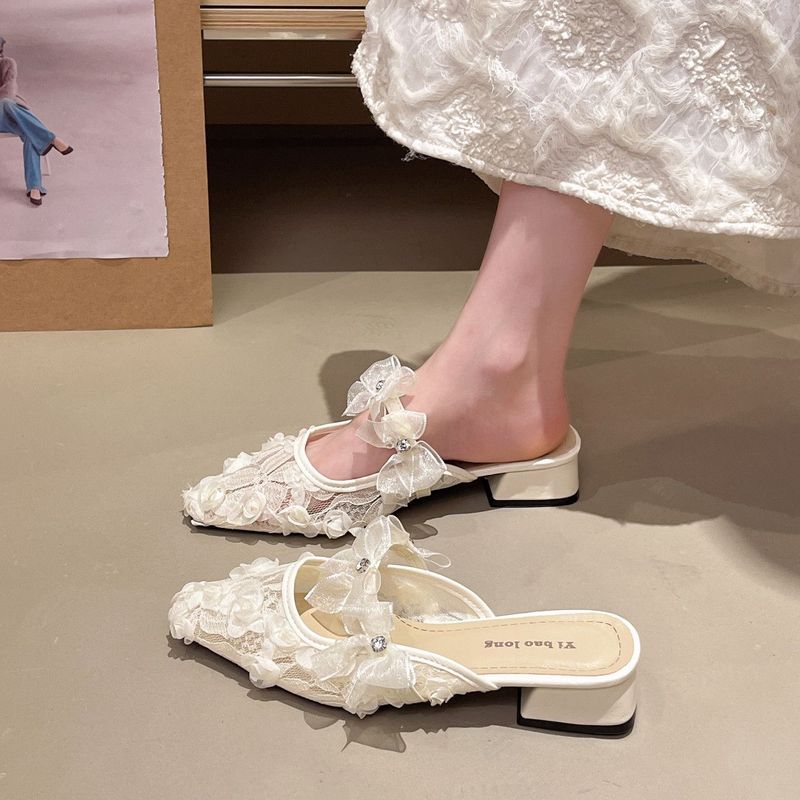 [Sepatu Trendy][COD] Sandal Selop Motif Bunga untuk Pakaian Luar Sandal Jala untuk Rok Wanita
