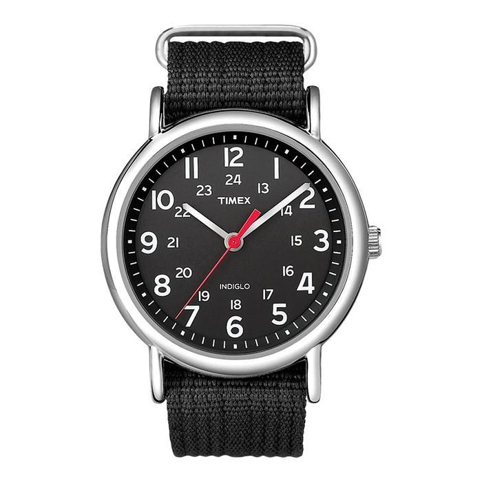 Jam Tangan Pria Timex Weekender Slip-Thru T2N647 Indiglo Black Dial Black Nylon Strap