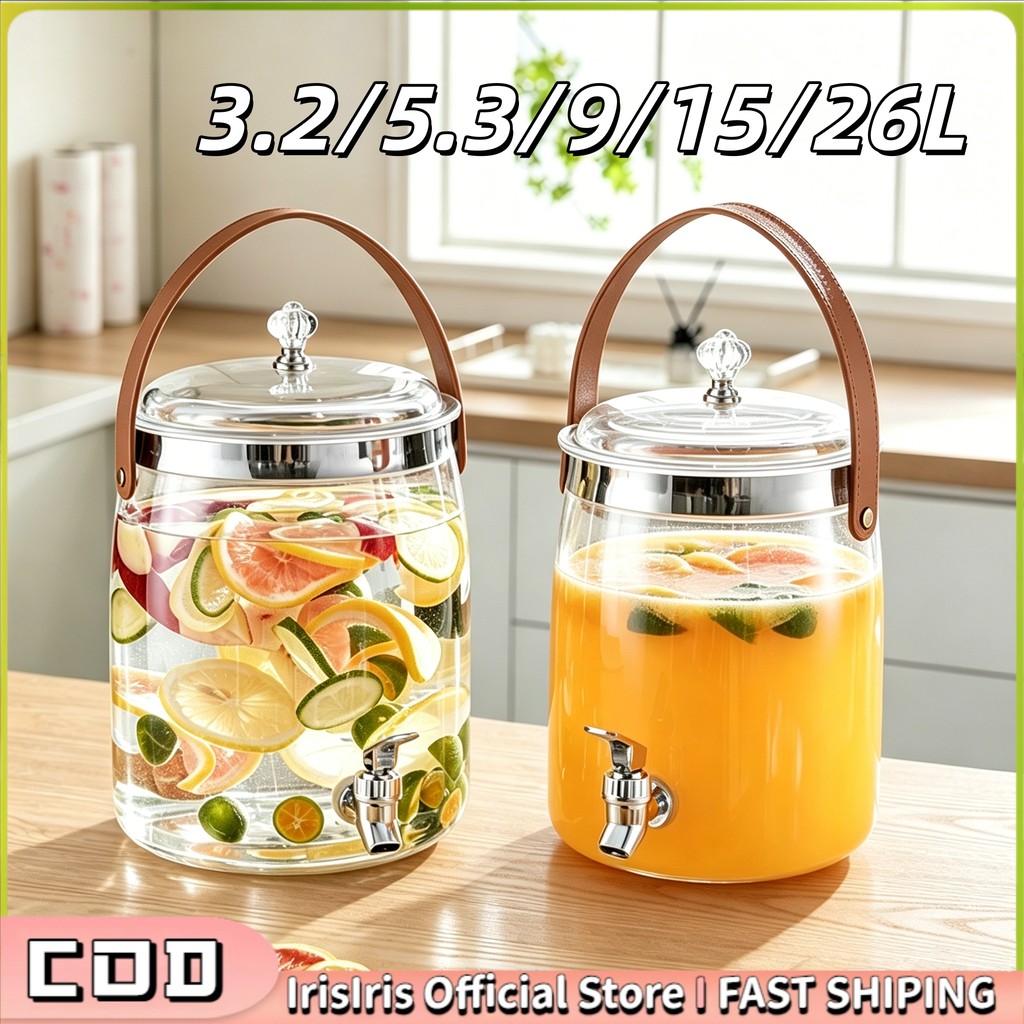 IRIS 26L Ketel Air Dingin Gaya Jepang Dengan Dispenser Air Keran / Ember Kedap Udara Transparan Ruma