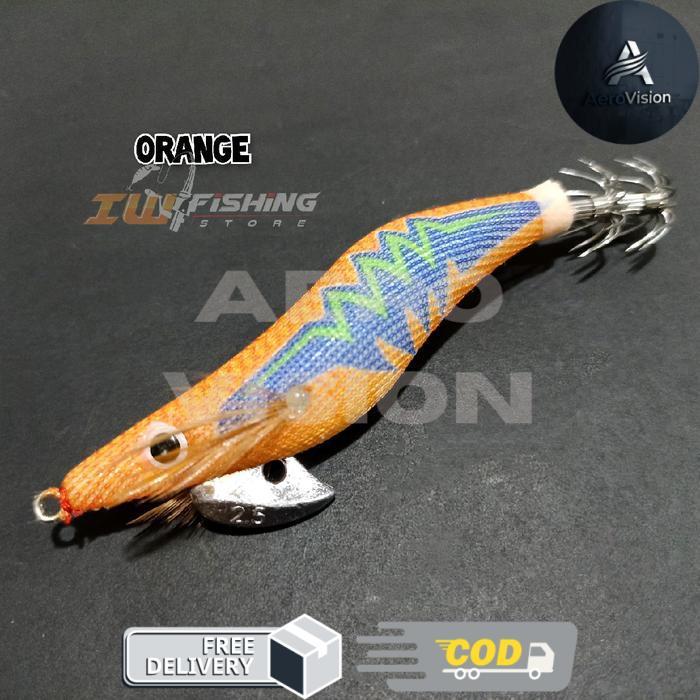 Lure egi umpan cumi cumi ukuran 2.5 dan 3.0 GID Umpan pancing cumi eging Jig - Orange, #2.5