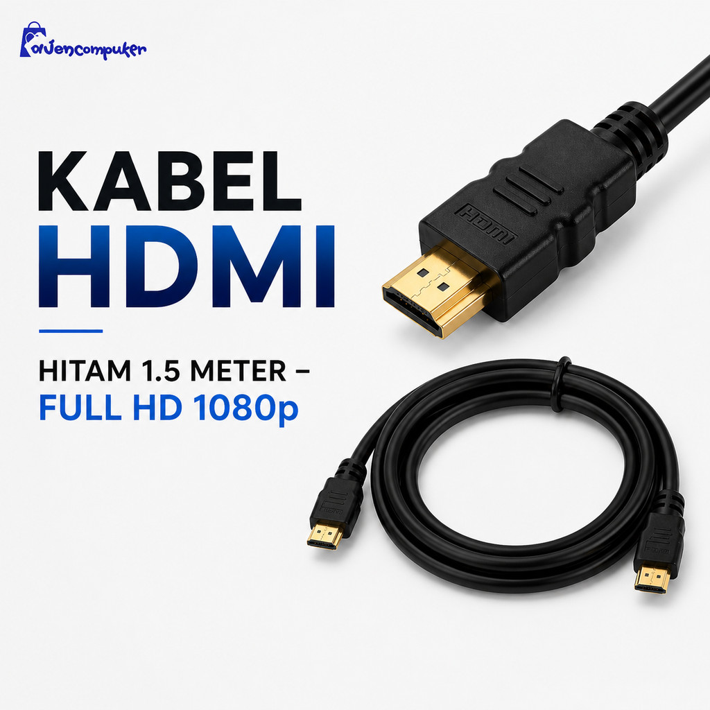 Kabel HDMI Hitam 1.5 Meter Full HD 1080p – Kabel HDMI ke TV Monitor Laptop
