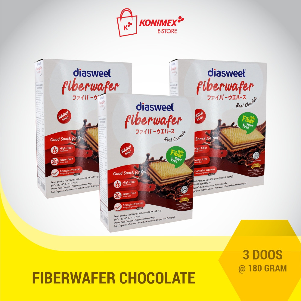 Diasweet Fiberwafer Coklat 180g - Triple pack