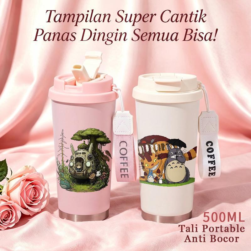 Tumbler My Neighbor Totoro Botol Minum Aesthetic Stainless Steel CUP 500 ML Termos Teh Kopi Gelas Va