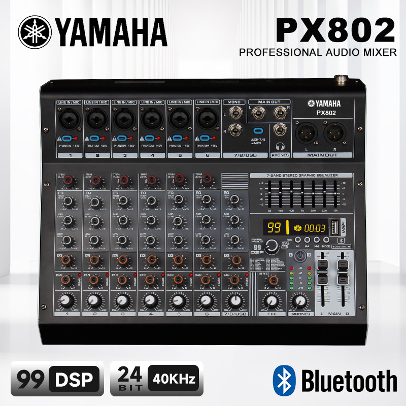 Yamaha PX802 MIXER 8 saluran mini mixer dengan tuning pertunjukan dengan 99 efek echo DSP