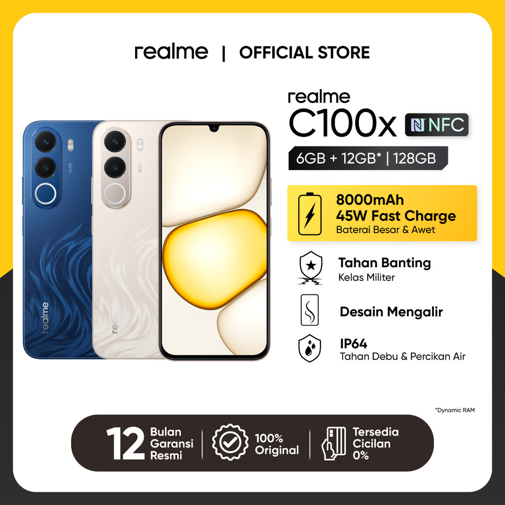 realme C100x 6GB+12GB*|128GB (8000mAh Titan Battery + 45W Fast Charge | Military-Grade Shock Resista