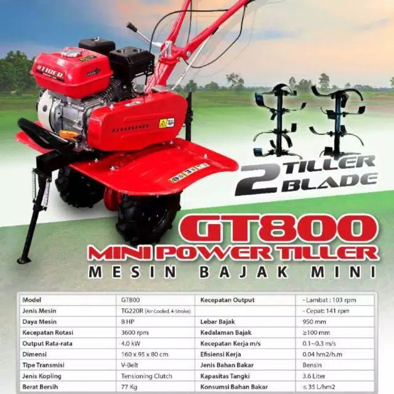 SUPER PROMO 6.6 Traktor Bajak Sawah Mini Tiller GT 800 Proquip / COD AREA JAWA