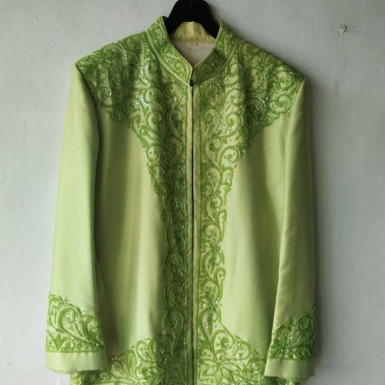 Beskap Pengantin Sunda Size XXL (L3) (Hijau Muda / Payet)