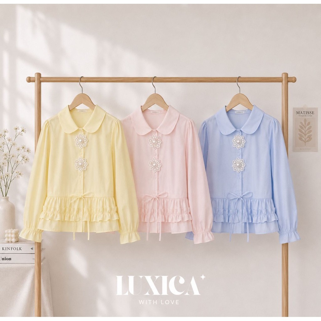 Lucy Blouse - Blouse atasan lengan panjang memeja wanita katun polplin bkk
